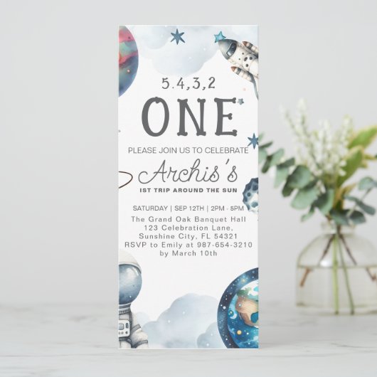 太陽のまわりに宇宙飛行士誕生日 招待状 (スタンド正面)