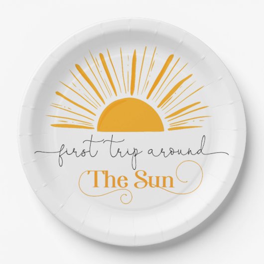 太陽のまわりに誕生会の最初の旅 ペーパープレート (正面)
