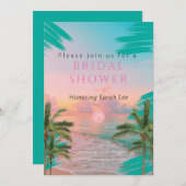 太陽のキスの至福：熱帯ブライダルシャワー 招待状 (正面/裏面)