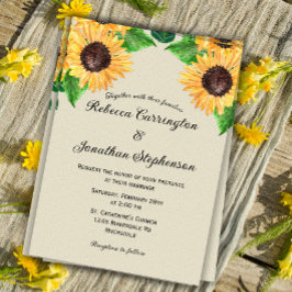 太陽のキスの誓い：ひまわり結婚式招待状 招待状