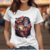 太陽のキスを受けた女性のカーボーイ：大胆さのポートレート Tシャツ