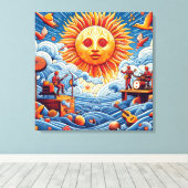 太陽のキスを受けた海ジャム：あなたの愛の太陽 キャンバスプリント (インサイチュ (ウッドフロア))