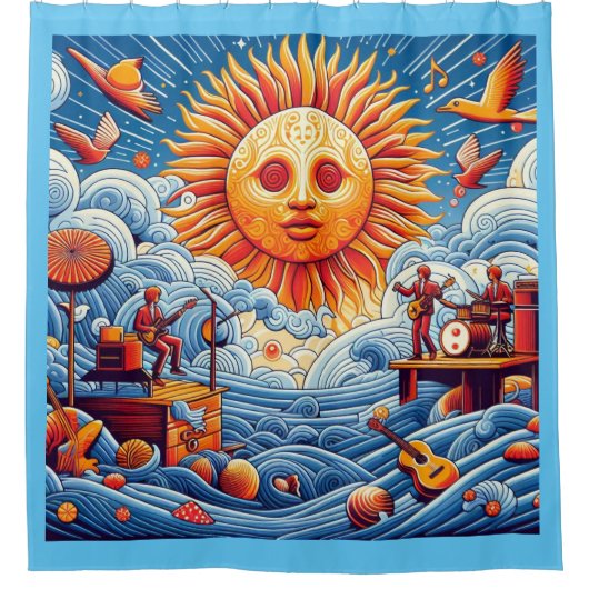 太陽のキスを受けた海ジャム：あなたの愛の太陽 シャワーカーテン (正面)