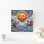 太陽のキスを受けた海ジャム：あなたの愛の太陽 スクエア壁時計 (ホーム)