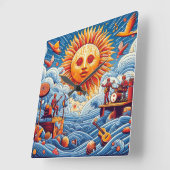 太陽のキスを受けた海ジャム：あなたの愛の太陽 スクエア壁時計 (傾斜)