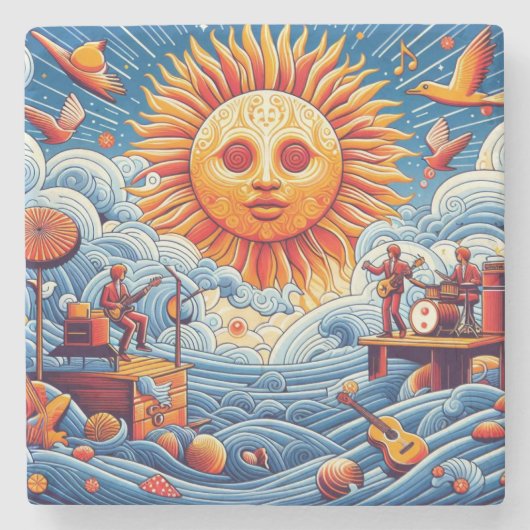 太陽のキスを受けた海ジャム：あなたの愛の太陽 ストーンコースター (正面)