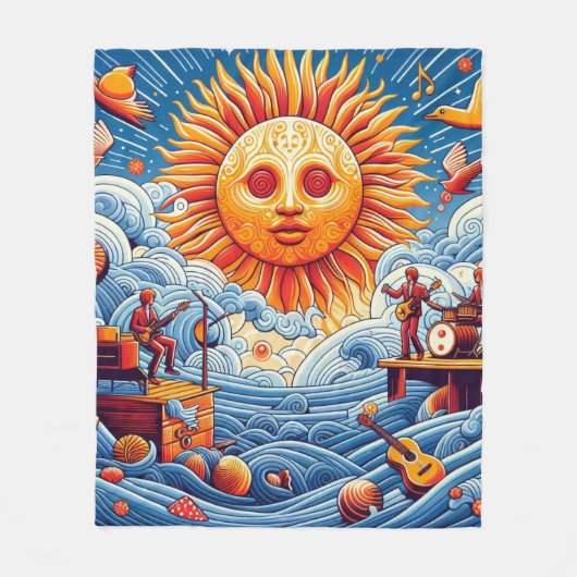 太陽のキスを受けた海ジャム：あなたの愛の太陽 フリースブランケット (正面)