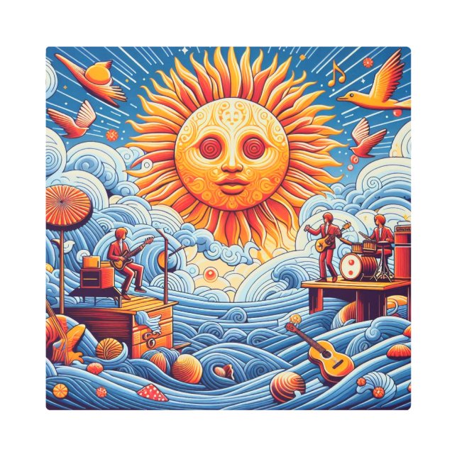 太陽のキスを受けた海ジャム：あなたの愛の太陽 メタルプリント (正面)