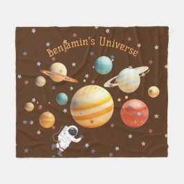 太陽のシステム惑星モノグラムカラフルキッズクール フリースブランケット