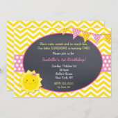 太陽のチョークボード誕生日パーティーの招待状 招待状 (正面/裏面)