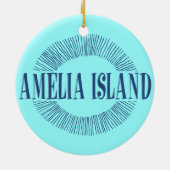 太陽のデザインの青のAmelia Island セラミックオーナメント (裏面)