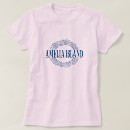 太陽のデザインの青のAmelia Island Tシャツ