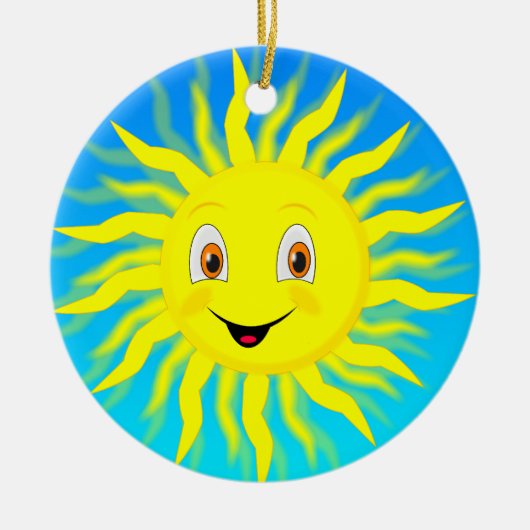 太陽のハッピー フェース セラミックオーナメント (正面)