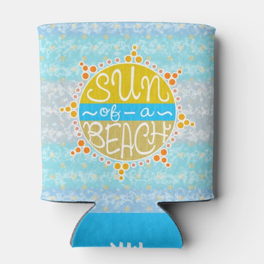 太陽のビーチかわいい夏の海航海の辺カスタム 缶クーラー (裏面)