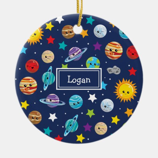 太陽のフォトクリス子供へマス付きシステムパターン セラミックオーナメント (正面)