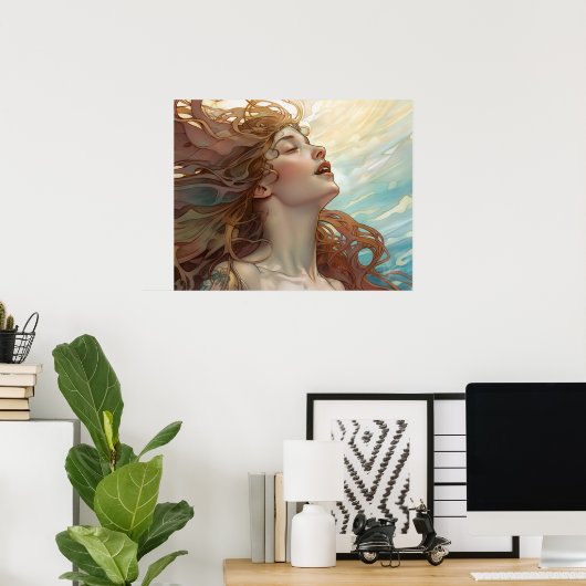 太陽のポスターに歌っている人魚 ポスター (ホームオフィス)