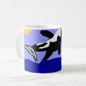 太陽のマグへのシャチのクジラのflippin コーヒーマグカップ (正面左)