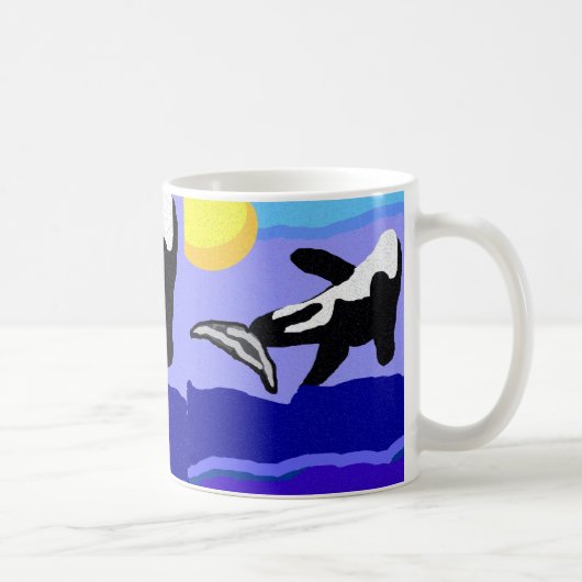 太陽のマグへのシャチのクジラのflippin コーヒーマグカップ (右)