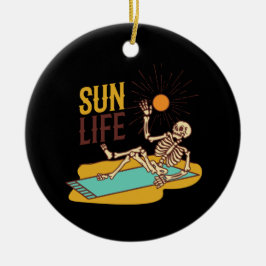 太陽の上に積み上げたスケートン セラミックオーナメント