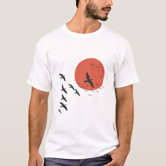 太陽の上を飛ぶ鳥Tシャツ Tシャツ (正面)