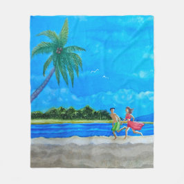 太陽の下での楽しいラン フリースブランケット