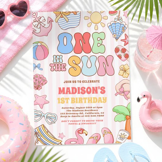 太陽の下でひとつ 初めての誕生日 トロピカルビーチ 招待状