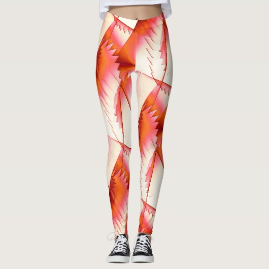 太陽の下でサンゴのジグザグまたはデジタルソーを生きる レギンス (正面)