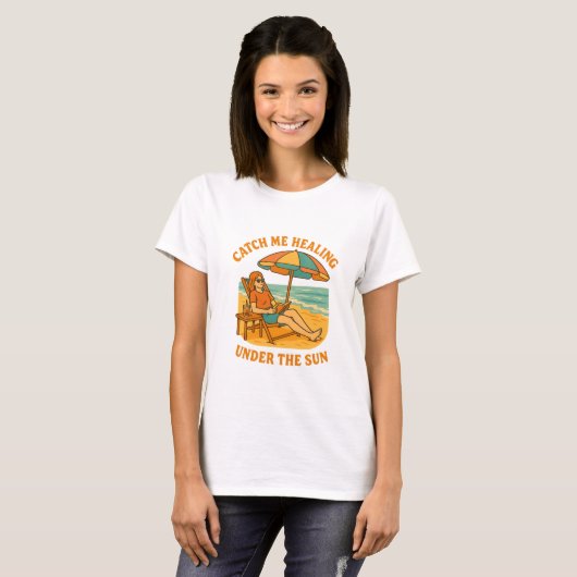 太陽の下でヒーリング中 – ビーチサマー Tシャツ (正面フル)