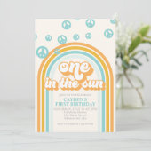 太陽の下でレトロボーイ ファーストバースデー招待状 招待状 (スタンド正面)