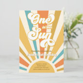 太陽の下でレトロボーホヒッピーのファーストバースデーパーティー 招待状 (スタンド正面)
