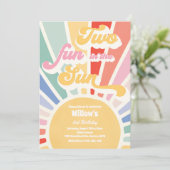 太陽の下で楽しい2歳の誕生日 ピンクの光線 招待状 (スタンド正面)