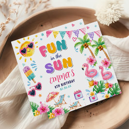 太陽の下で楽しむトロピカルビーチの誕生日パーティー スタンダードカクテルナプキン