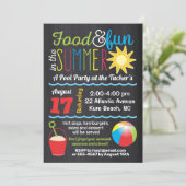 太陽の下で楽しもう サマープールパーティー カラー チョークボード 招待状 (スタンド正面)