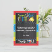 太陽の下で楽しもう！ プールパーティー　誕生日　チョークボード サンキューカード (スタンド正面)