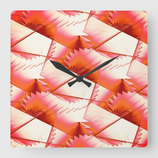 太陽の下で生きているサンゴの鋸またはジグザグ スクエア壁時計 (正面)