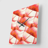 太陽の下で生きているサンゴの鋸またはジグザグ スクエア壁時計 (傾斜)