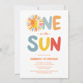 太陽の下で輝く子供の誕生日パーティー 招待状 (正面)