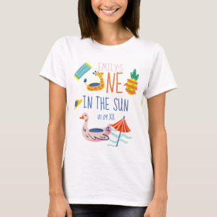 太陽の下で1歳のバースデーパーティープール落書き Tシャツ