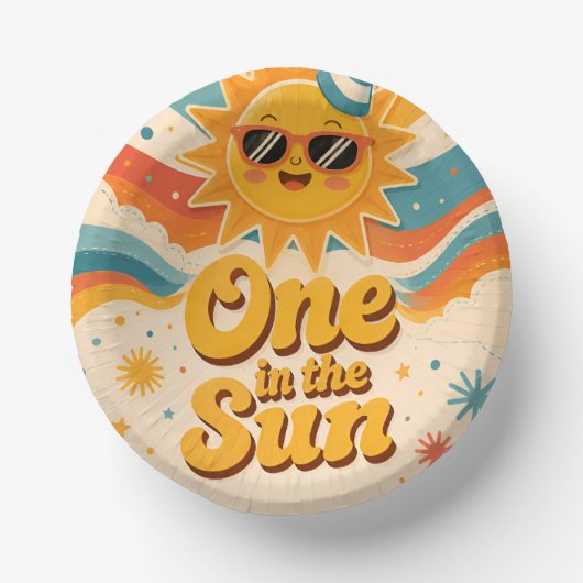 太陽の下で1歳の誕生日ペーパー皿 ペーパーボウル (正面)