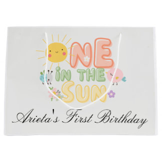 太陽の下で１歳の誕生日 ラージペーパーバッグ