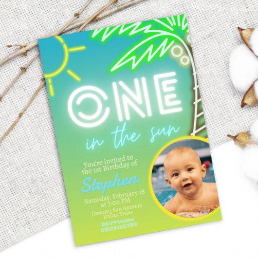 太陽の下で - 写真付きプールパーティーの招待状 招待状