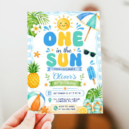 太陽の下で 初プールパーティー 夏の誕生日 招待状