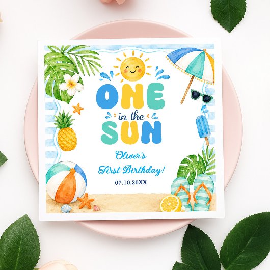 太陽の下で 初プールパーティー 夏 誕生日 スタンダードカクテルナプキン