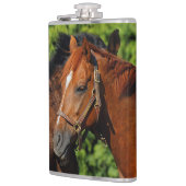 太陽の下に美しい栗の馬が2頭 フラスク (左)