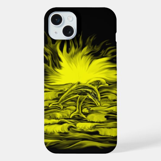 太陽の下のイルカのつがい iPhoneケース (裏面)