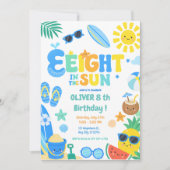 太陽の下のエイト ビーチ 誕生日パーティー 招待状 (正面)