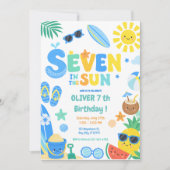 太陽の下のセブン ビーチ 誕生日パーティー 招待状 (正面)