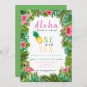 太陽の下のトロピカル ファースト バースデー インビテーション (正面/裏面)