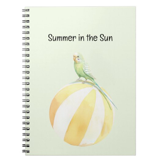太陽の下の夏の鳥の黄色いビーチボール ノートブック (正面)