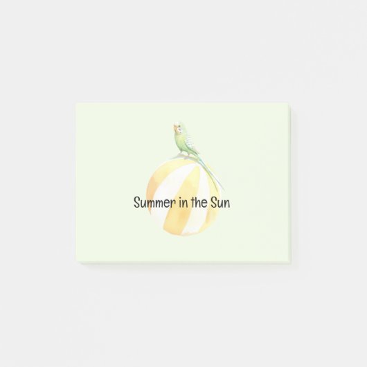 太陽の下の夏の鳥の黄色いビーチボール ポストイット (正面)